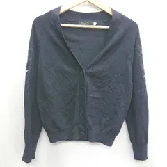 ◇ ⊇ COCODEAL 袖花刺<!-利用不可文字-!> 長袖 ニットカーディガン サイズ2 ネイビー レディース E  【1410100045426】