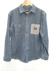 ◇ Θ Dickies ディッキーズ ロゴプリント 長袖 デニム シャツ サイズＭ ブルー系 メンズ E  【1508060001146】