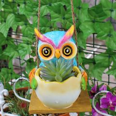 ハンキングプランター 吊り下げ プラントハンガー フクロウ ふくろう カラフル 植物 ハンガーポット 観葉植物 多肉植物 サボテン インテリ