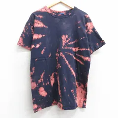 L/古着 チャンピオン champion 半袖 ビンテージ Tシャツ メンズ 90s 無地 クルーネック 紺他 ネイビー ブリーチ加工 25apr24 中古