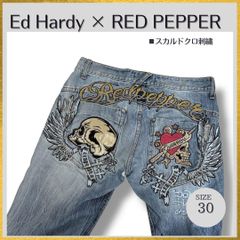 RED PEPPER×Ed Hardy　ストレートデニム　スカル刺繍 y2k 00s【REDPEPPER×EdHardy】刺繍デニムパンツ/Y2K スカル 柄