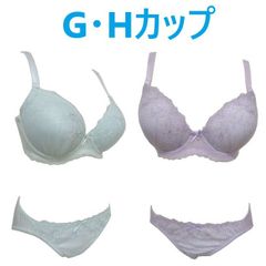 （G、Hカップ）ブラジャー＆ショーツ　蝶々刺繍　パステルカラー　グラマーサイズ　3/4モードドカップ　補正下着　大きいサイズ（G80、G85、G90、H80、H85、H90） 送料無料