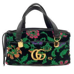 【Aランク】GUCCI　グッチ　 550130　アリー　ハンドバッグ　ベロア　ブラック　フラワー　刺繍  ☆正規品☆