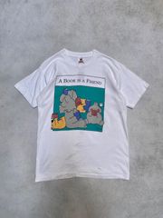 【 90's USA製 】 FRUIT OF THE LOOM　シングルステッチ　半袖Tシャツ　アニマル　アート　白　L