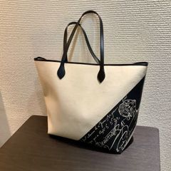 ベルルッティ BERLUTI スクリットサンデー レザートートバッグ 2WAY カリグラフィー キャンバス 黒 ブラック A6675/T13