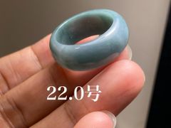 L11-64 青灰色 22.0号 天然グアテマラ産 A貨 本翡翠 くりぬき リング