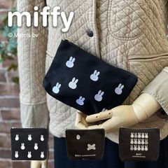 【新品】ミッフィー 帆布ポーチ Mサイズ モノグラムフェイスブラック 刺繍＆プリント
