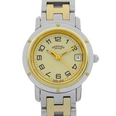 エルメス HERMES 腕時計 クリッパー アイボリー GP（ゴールドメッキ） ステンレススチール クリッパー レディース Used A
