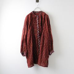 美品 マーブルシュッド 総柄 コットン ブラウン ボタニカル 洗える 