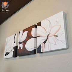 絵画 インテリア 花 アートパネル 3枚 花の絵 北欧 壁掛け 玄関 おしゃれ アート 絵 大型 大きい ハワイ アジアン バリ 3連 (6)