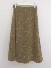 ◇ NATURAL BEAUTY BASIC 花柄 膝下丈 フレア スカート サイズS ブラウン系 ホワイト レディース P  【中古】 【1208260017762】