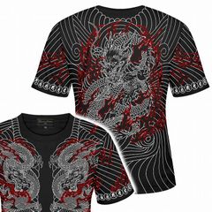 龍刺青　黒白　半袖　Tシャツ　服　メンズ　ヤクザ　オラオラ　ヤンキー　チンピラ
