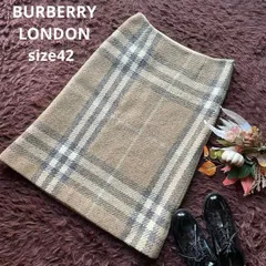 BURBERRY LONDON　バーバリー　美品 メガチェックロングスカート　ウール ツイード　大きいサイズ　42 ベージュ　バーバリーチェック　ノバチェック