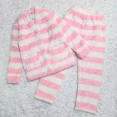 【新品】モコモコ ふわふわ ボーダー ルームウェア 部屋着 パジャマ カーディガン パンツ 上下セット 秋冬 あったか