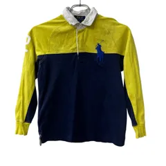 POLO RALPH LAUREN 長袖 ポロシャツ M イエロー ネイビー ポロラルフローレン 古着卸 アメリカ仕入 a708-5045