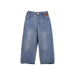 ☆ ブルー ☆ 100cm ☆ デニムパンツ キッズ ボトムス デニムパンツ キッズ ワイドデニム ワイドパンツ ジーパン ジーンズ 長ズボン ロングパンツ カジュアルパンツ ズボン 女の子 男の子 子供服 子ども服 こども服 ユニセックス 男女兼用