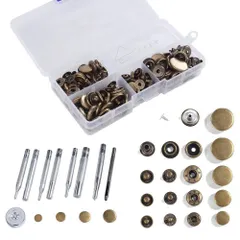 【新着商品】手芸 ハンドメイド ジーンズボタン スナップボタン 革 ジャンパーホック ホック打ち工具 DIY 5種類 60組 手作り バネホックセット バネホック打ち具セット 収納ケース付き（60組＋9点打ち具） レザークラフト ミライヤ