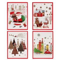 【在庫処分】正月 新年 クリスマス クリスマス 誕生日 メッセージカード 木の柄 トナカイ ギフトカード 雪だるま サンタ お祝いカード 可愛い 封筒付き 4枚セット 人気 カード グリーティングカード 立体 クリスマス用品 メロディ付き クリスマスカード