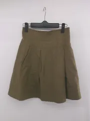 ◇ EMMEL REFINES UNITED ARROWS リネン混 シンプル ミニ フレア スカート サイズS カーキ レディース E  【1306160024740】