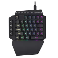 新品 LOL/PUBG/Fortnite/Wow/Dota/OW対応の片手ゲームキーボード フルプログラム可能 RGB発光LEDバックライト付き (赤軸ーブラック) USB有線コンパクト設計 赤軸メカニカルキーボード e元素片手ゲーミングキーボード44キー