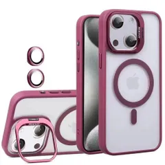 【在庫処分】MagSafe対応 レンズ保護 スタンド自由に切替 ワイヤレス充電 Iphone14Plus用のケース 耐衝撃 黄ばみなし ストラップホール付き Kanyaku ウインドウシリーズ 6.7 (LKJT-14p-jiuhong)