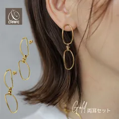 ピアス ドロップ 2連リング サージカルステンレス 金属アレルギー対応 18K コーティング レディース 大人 かわいい シンプル 上品 エレガント モード ジュエリー ゴールド 送料無料 プチプライス高見え CRAIFE