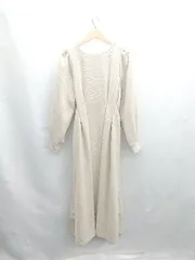 ◇ ⊇ KOBE LETTUCE コウベレタス タック入り 長袖 ロング丈 ワンピース サイズL ベージュ レディース E  【1502180061226】