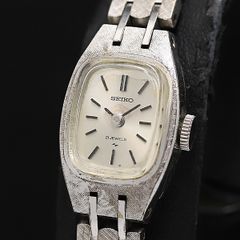 美品 稼働品 SEIKO 手巻き21JEWELS レディース 黒文字盤 シルバー 