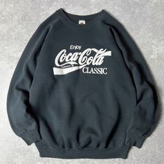 90s USA製 コカ コーラ ロゴ 発泡 プリント スウェット トレーナー XL / 90年代 オールド アメリカ製 coca cola ブラック