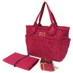 WH25518 美品 MARC BY MARC JACOBS マークバイマークジェイコブス 2WAY マザーズバッグ トートバッグ キルティングナイロン 肩掛け ショルダー 赤系 ワインレッド