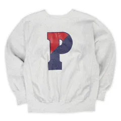 チャンピオン Champion 90s 90年代 リバースウィーブ スウェット 両面 カレッジプリント MADE IN USA アメリカ製 刺繍トリコタグ ヴィンテージ 古着 メンズ スウェット・トレーナー 霜降りグレー L【中古】