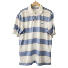 NIKE(ナイキ) 半袖ポロシャツ サイズL メンズ - 白×ブルー×オレンジ ボーダー/GOLF