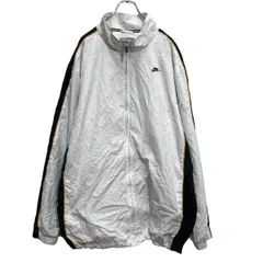 NIKE ジップアップ ナイロンジャケット XL ホワイト ブラック 切替 ナイキ ビッグサイズ ワンポイントロゴ 古着卸 アメリカ仕入 a612-6231