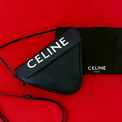 極 美品 希少品 袋付き CELINE セリーヌ トライアングル レザー 本革 2way ミニ ショルダーバッグ ポシェット サコッシュ ブラック 3291a