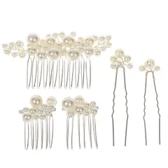 【迅速発送】髪飾り レディース ヘアピン 5点セット結婚式 ヘアアクセサリー 和風 小物 おしゃれ パール 花 ヘアコーム フォーマル 和装用髪飾り バレンタインデー 文化祭 学園祭 (シルバー)