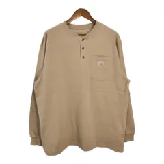 Carhartt カーハート ヘンリーネック 長袖ポケットＴシャツ ベージュ (メンズ XL) 中古 古着 T4421