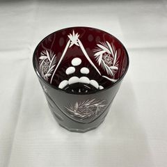切子風グラス　レッドグラス　切子風　コップ　ガラスコップ　グラス