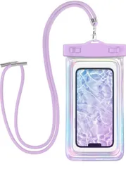 MOTTERU モッテル オーロラ 防水ケース IP68 防水テスト合格 ネックストラップ 写真撮影/通話/操作 全機種対応(6.7インチまでのスマートフォン)  ペールアイリス  MOT-WPCAU-PU