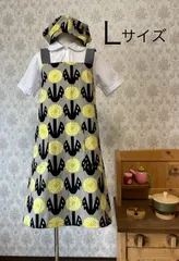 449  ハンドメイド　こどもエプロン　Lサイズ　バッククロス　三角巾　 2点セット　キッズエプロン　エプロン かぶるだけ頭巾　小学生 女の子　男の子　保育園　幼稚園 こども園　調理実習 料理教室　北欧　丸　大きな花　インテリ　肩紐グレー