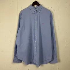Ralph Lauren ラルフローレン CLASSIC FIT ギンガムチェック チェック柄 長袖シャツ 古着 メンズ2XL相当 17 1/2  ボタンダウン ライトブルー×ホワイト 水色【f240213026】