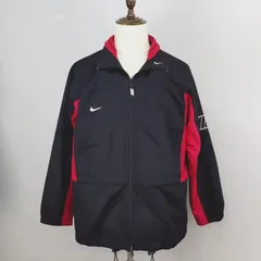 90s NIKE ナイキ　M サイズ　ナイロンジャケット　ブラック　レッド　ビッグロゴ