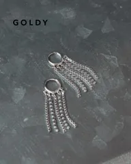 【SALE】GOLDY/ゴールディ/チェーン × パール フリンジ フープ ワンタッチ ピアス/アクセサリー/1231006