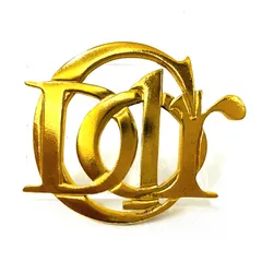 【美品】　Christian Dior クリスチャンディオール　ブローチ　ロゴ　ゴールドカラー　現状品　　(管理No.53503)