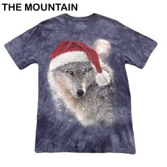 THE MOUNTAIN ザマウンテン 海外古着 リアルアニマル 狼 Wolf サンタ クリスマス メンズ レディース Tシャツ TEE Sサイズ