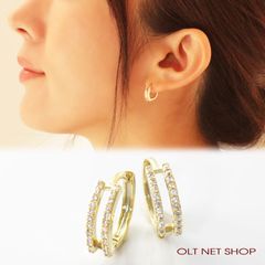 フープピアス シンプル 小さめ ピアス レディース 18金 18kコーティング イエローゴールド K18GP 両耳 キャッチレス 開閉式 女性