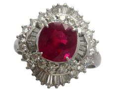 ビルマ産ルビー ダイヤモンドリング Pt900 10.2g 17号 GIA鑑別書付き　Jewelry Burma Ruby2.01ct Dia1.13ct Ring