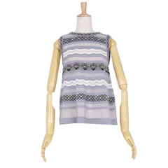 美品 ミッソーニ M MISSONI ニット タンクトップ ノースリーブ 総柄 コットン トップス レディース 38(S相当) ターコイズブルーのサムネイル