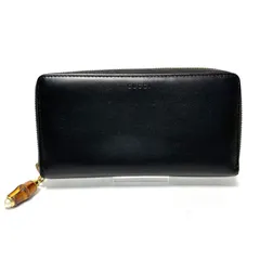 GUCCI　グッチ　レザー　長財布　ラウンドファスナー　バンブーチャーム　453153　ブラック　(52983)