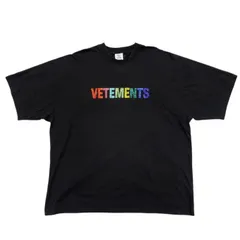 ☆EM0851 VETEMENTS マルチカラー クリスタルロゴ 半袖Tシャツ UE52TR510B XLサイズのサムネイル