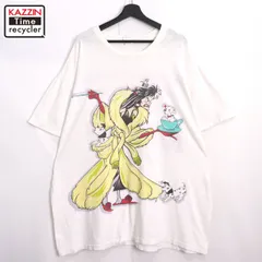 90s USA製 vintage Disney 101匹わんちゃん One Hundred and One Dalmatians クルエラ 半袖Ｔシャツ メンズ XLサイズ相当 ビッグサイズ オーバーサイズ